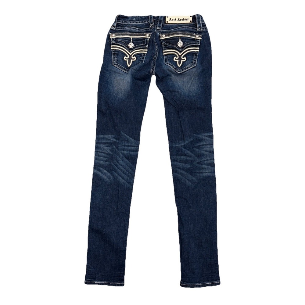 Rock Revival Jeans Women's 26 Blue Flo Easy Skinny Bling Denim Flap Pocket Y2K